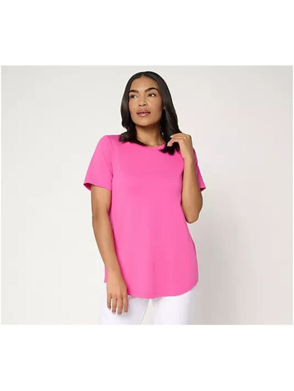 Susan Graver Weekend Essentials Comfy Cotton Crew Neck Top Pink Pop,Size 3X #49.